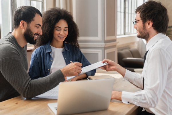 Solicitor explaining the standard security to a client during the remortgaging process